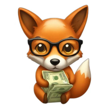 Fox-with-glasses-and-Money-sack sticker