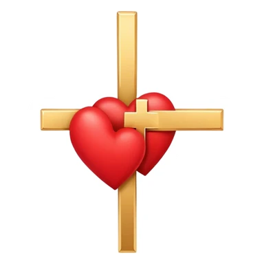 Two red  hearts connected by one simple gold cross  sticker