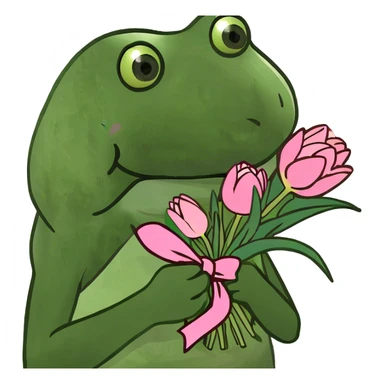 small bouquet of pink tulips with a bow tied to them sticker