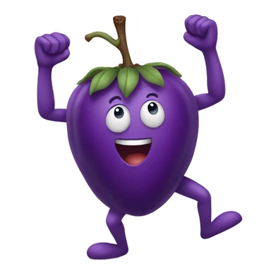 purple fruit cheering with legs and arms sticker