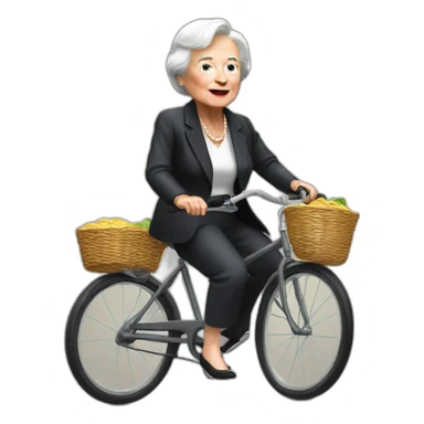 Yellen riding bicycle sticker