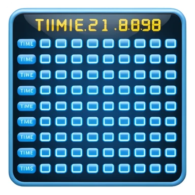 digital timetable board with rows of times sticker