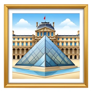 Louvre Museum Landmark Emoji – Showing the glass pyramid entrance with the historic palace in the background. sticker