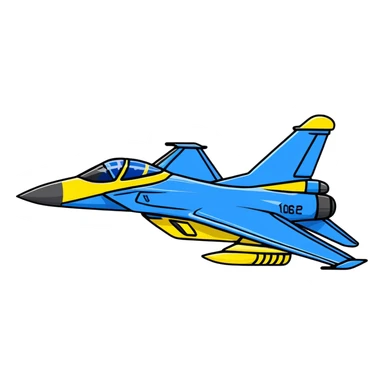Modern Ukrainian fighter aircraft with blue and yellow flag colors, combat plane sticker
