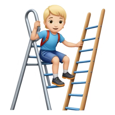 child climbing a playground ladder, cheerful and adventurous sticker