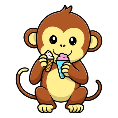 monkey eating an icecream sticker