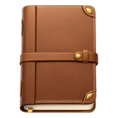 a leather journal, rich brown color, visible stitching, closed, elegant and classic sticker
