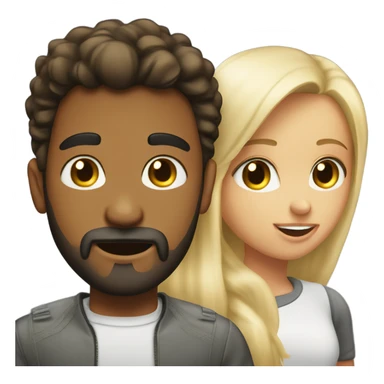 Hispanic boy with beard heart eyes drooling over blonde girl sticker