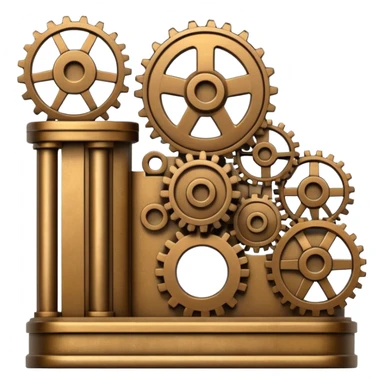 Bank with cogs sticker