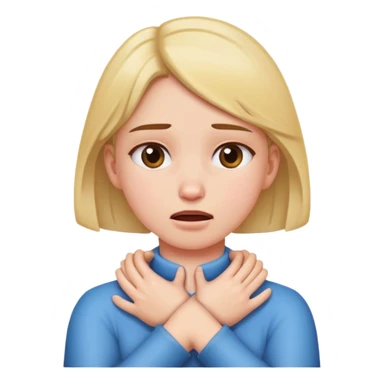 Girl choking herself with both hands crossed in front of her neck sticker