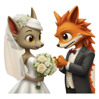 dragon and fox getting married sticker