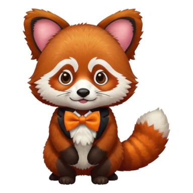 a red panda with orange bow tie sticker