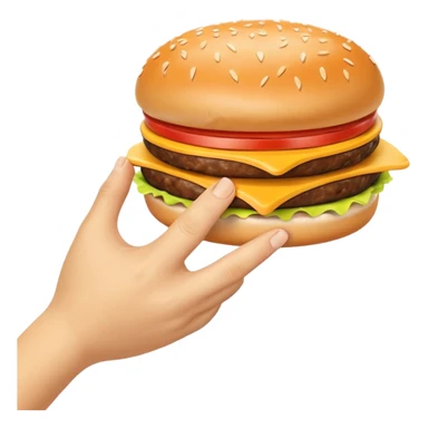Yellow hand looking like holding burger but without the burger sticker