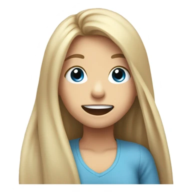 smiling girl with long hair with blue eyes, burping sticker