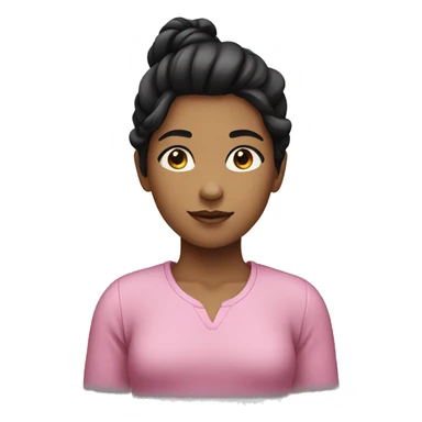 A girl with pink shirt and black hair sticker