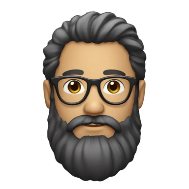 man w beard and long hair. With glasses and black hair sticker