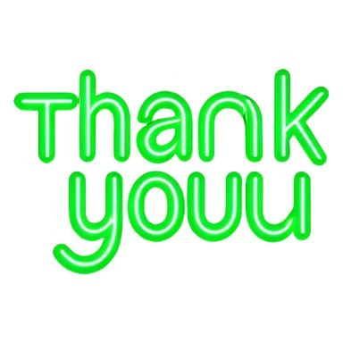 THE WORDS THANK YOU IN NEON GREEN RESEMBLING A NEON SIGN sticker