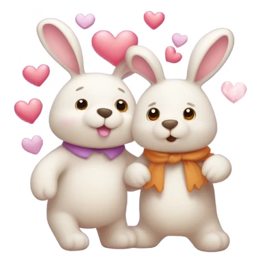Bunny and a bear with hearts sticker