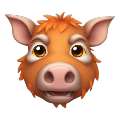 anthropomorphic boar with orange cheecks sticker