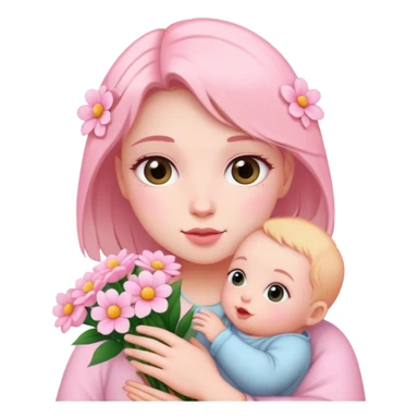 Me holding baby pink flowers  sticker