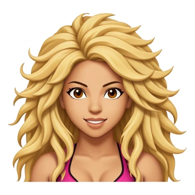 Cinematic Realistic Shakira Portrait Emoji, depicted as a dynamic charismatic pop icon with energetic movement and expressive features, rendered with vibrant textures and dynamic modern lighting that captures her global appeal. sticker