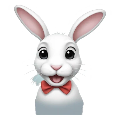 Black and white rabbit with bow in their ears sticker
