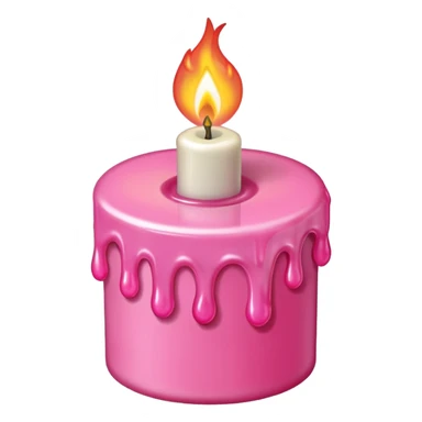 A drawing of a flaming pink candle that could be used at a romantic dinner table. The camera should be isometric at a 90-degree angle. sticker