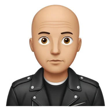 bald man wearing black leather jacket sticker