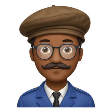 A black man with a mustache, wearing glasses, and a beret tilted to the right. sticker
