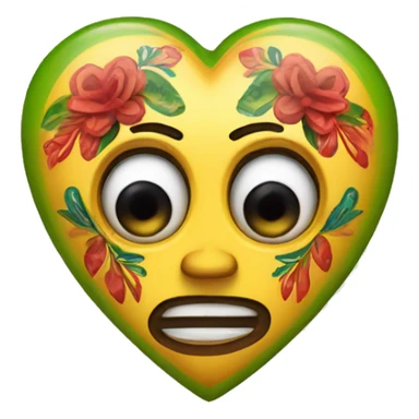 A heart with one eye in the middle and Mexican decorations on it  sticker