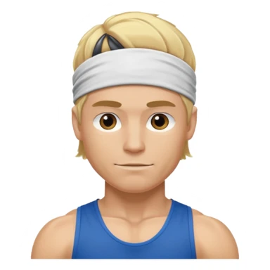 blonde male athelete with headband sticker