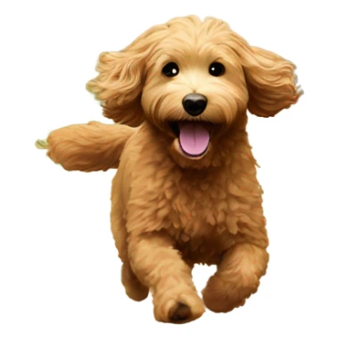 Mini goldendoodle chasing squirrel sticker