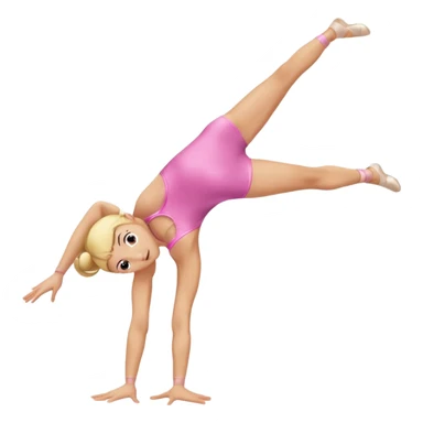 pink dancer-gymnast child with blonde hair, no skirt on leotard, doing a backbend sticker