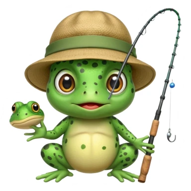 An adorable toad fishing sticker
