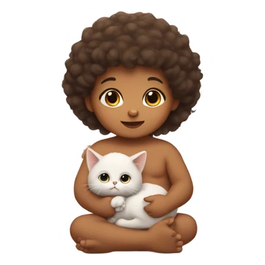 Baby holding a cat sticker
