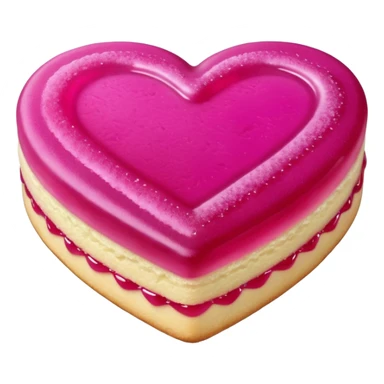 Realistic shortbread cookie in the shape of a heart with Fuchsia color jelly middle filling and sprinkled powder sugar on top. sticker