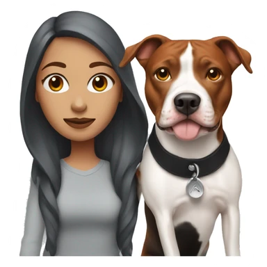 Woman with red hair and her Black and white pitbull  sticker