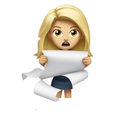 angry blonde girl ripping up paper sticker