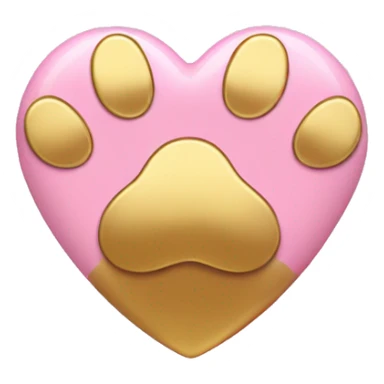 Gold heart with baby pink paw print  sticker