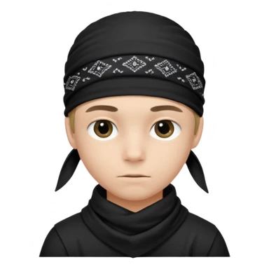 Make a boy wearing black bandana with some design on it  sticker