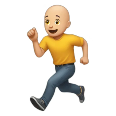 Bald man running into a wall sticker