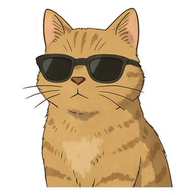 ghibli style cat wearing sunglasses sticker