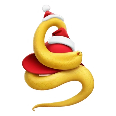 cute light yellow snake in a Christmas red hat sticker