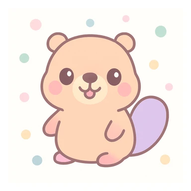 cute kawaii style beaver sticker