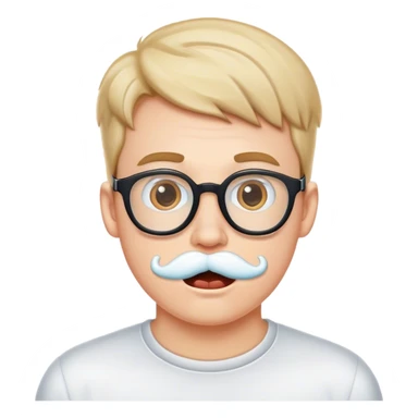 Nerdy guy with a white gum on lip  sticker