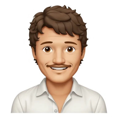 Pedro pascal looking really steamy and sexy smiling in an opened white button down shirt with perfect ringlets short hair  sticker