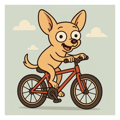 a small chihuahua pedaling a bicycle, cheerful mood sticker