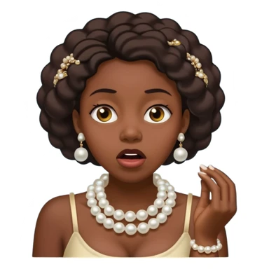 Black woman clutching  pearls on neck and looking shocked  sticker