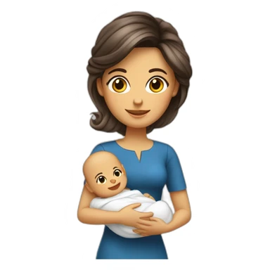 Femme italienne aux cheveux longs et son bébé sticker