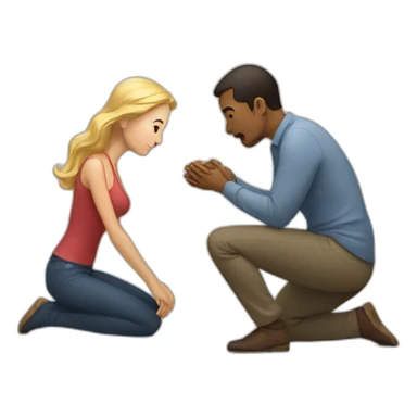 Woman on knees facing man sticker